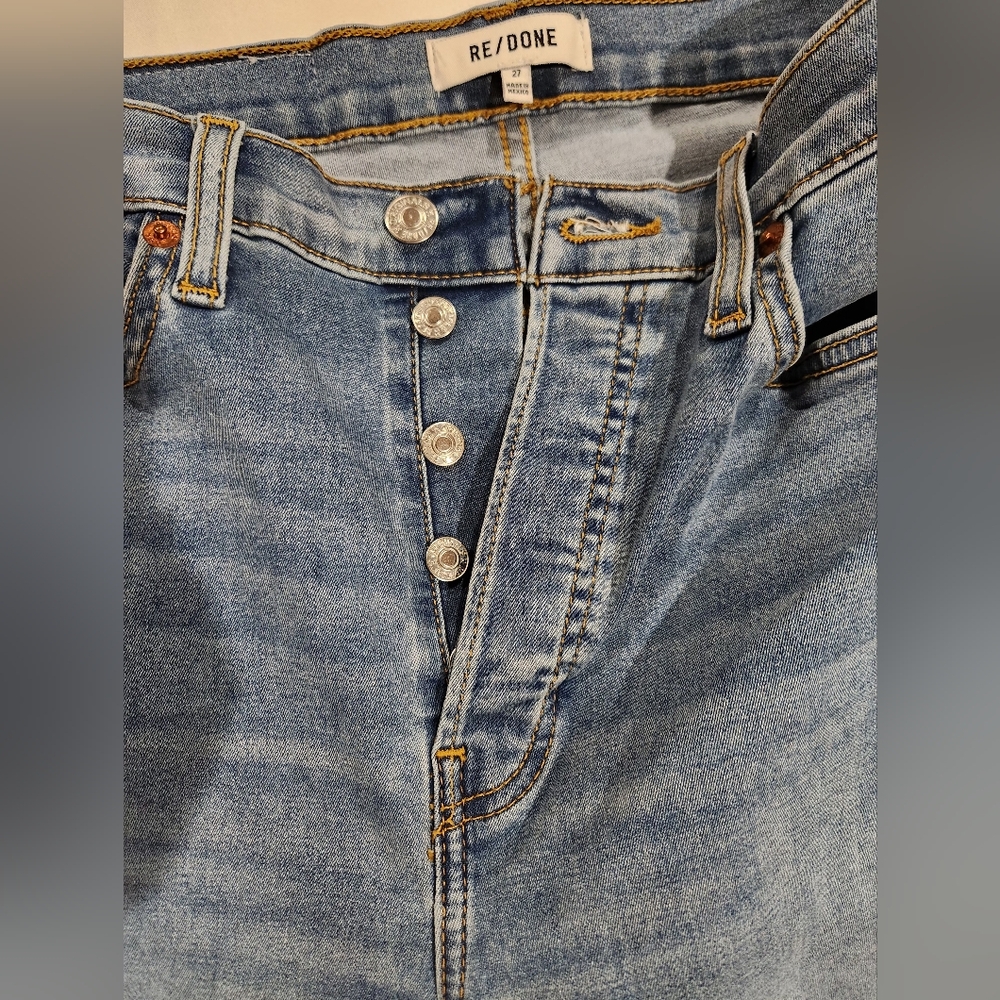 Re/Done 70's Vintage Faded Blue Button Fly Denim Jeans Size 27 - Picture 4 of 9
